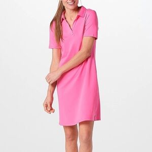 ISAAC MIZRAHI LIVE Clubhouse Short Sleeve Polo Pima Cotton Dress Pink S NWOT